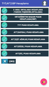 Kayıt alanı,, okul başarı puanı (obp) üstünlüğü; Android Icin Tyt Ayt Puan Karne Ortalama Ve Obp Hesaplama Apk Yi Indir