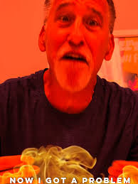 🔥 Russ was our first brave volunteer for the hot sauce tasting as we gear  up for the Hot Sauce Contest at Taco Tour