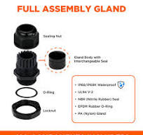M3220B - M32 x 1.5mm Metric Thread Nylon Cable Gland, Black, Range: 1/2" to 13/16", UL Listed, IP68, IP69K - 1 Piece