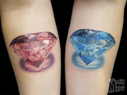 Diamonds Diamants Tattoo Tatouage Realism Realiste Color Couleur Bleu Blue Pink Rose Marie Melou Tattoos And Piercings Diamond Tattoos Tattoos