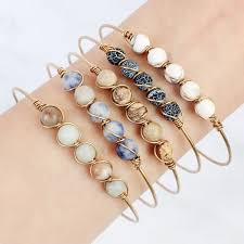 Wire Natural Stone Bracelet Natural Stone Bracelets Homemade Jewelry Jewelry Trends