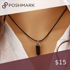 3 For 30 New Leather Necklace Black Quartz Spiritual Crystal Necklace Womens Jewelry Necklace Point Necklace