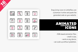 Animated Lottie Icon Pack In 2020 Animated Svg Icons Social Media Design Graphics Animated Icons