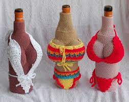 Crochet Pattern Wine Bottle Cozy White Swimming Suit Haakpatroon Wijnfles Jasje Wit Badpak Cheaper Now Crochet Koozie Crochet Beer Bottle Cozies