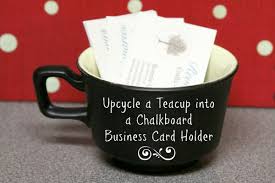 One of the first handmade things i ever bought at a craft fair was a hand sewn wallet. How To Upcycle A Teacup Into A Chalkboard Business Card Holder Crafting A Green World