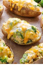 Broccoli And Cheddar Twice Baked Potatoes Recipe Full Meal Recipes Recipes Healthy Recipes