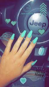 Teal Acrylic Nails Teal Acrylic Nails Teal Nails Colorful Nail Designs