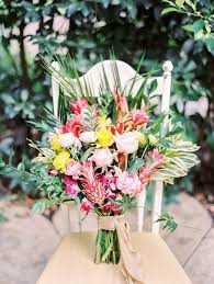 Hawaiian Garden Wedding Inspiration Ruffled Tropical Wedding Bouquets Tropical Wedding Theme Tropical Wedding Flowers