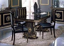 Finally, nella vetrina's classic and traditional dining tables take their form and construction from the revered interiors of 17th and 18th century france and italy. Modrest Italian Classic Golden Accents Black Rectangular Dining Table Black Rectangular Dining Table Black Dining Room Sets Dining Table