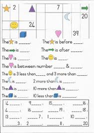 The whole number worksheets include counting numbers up to 100 worksheets, first grade math worksheets with number patterns, odd and even numbers up to 100 worksheets, and ordinal numbers up to 20th worksheets. Grade 1 Maths 1 Counting Before After Between More Less Than