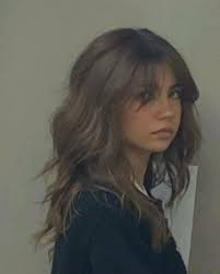 medium messy haircurtain bangsbrunette dye colour