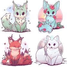 My Seasonal Foxes Foxes Kawaii Seasonal Cute Animal Drawings Kawaii Cute Animal Drawings Cute Kawaii Animals