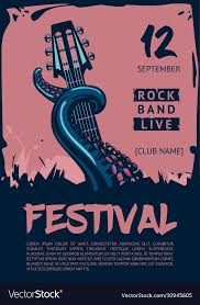 Music Poster Template For Rock Concert Octopus Vector Image Ad Template Rock Music P Concert Poster Design Music Poster Design Music Festival Poster