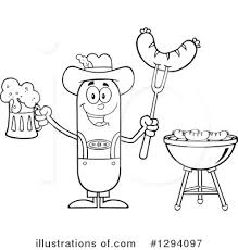 Hotdog, hot dog, hotdog coloring page, frank, dog, sausage, hot dog bun, wiener, frankfurter, hot dog with mustard, hot dog with ketchup, barbecue, corn dog, German Sausage Clipart 1294097 Illustration By Hit Toon