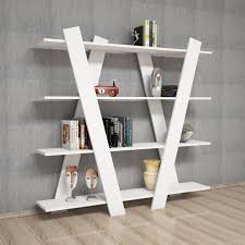 Rani X1 Ozel Tasarim 4 Rafli Genis Kitaplik Dekoratif Calisma Odasi Kutuphane Modern Duvar Rafi Beya Kitapliklar Raf Kitaplik Duvar