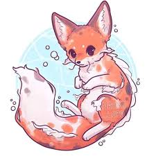Naomi Lord On Instagram Water Fox Thought I D Go For A Koi Fish Style Theme Even Gave Cute Kawaii Animals Cute Drawings Cute Animal Drawings