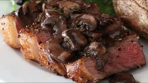 Sprinkle steaks with seasoned salt and pepper. Ny Strip Steak With Mushroom Sauce With Cream Red Wine Rosemary In Cast Iron Skillet Youtube