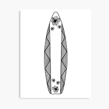 Impression métallique for Sale avec l'œuvre « Planche de surf et dessin au  trait Hibiscus » de l'artiste RobinLynneDes | Redbubble