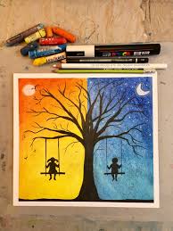 Planning day and night activities for preschoolers includes art, sensory, science, and more! Art Room Britt Silhouetted Day And Night Tree