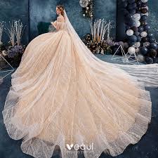 Maybe you would like to learn more about one of these? Elegante Champagne Trouwjurken 2019 Baljurk Uit De Schouder Korte Mouwen Ruglooze Glans Tule Appliques Kant Kralen Cathedral Train Ruche Brautkleid Prinzessin Champagnerfarbene Hochzeitskleider Brautkleid