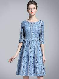 Light Blue Lace Midi Dress With Cutwork Trim Metisu Lace Blue Dress Light Blue Lace Dress Light Blue Lace Midi Dress
