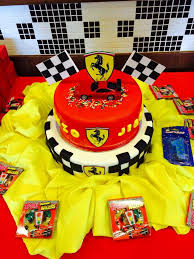 How cool is this ferrari themed birthday party?! Ferrari Birthday Cake Ferrari Party Cars Theme Birthday Party Cars Party
