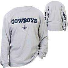Dallas Cowboys Greys Leaper 2 Touchdown Long Sleeve T Shirt Long Sleeve Tshirt Men Shirts Dallas Cowboys