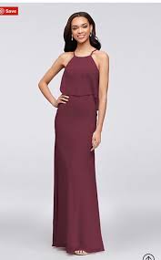 Davids Bridal Flounced Crinkle Wine 16 On Mercari Davids Bridal Bridesmaid Dresses Steel Blue Bridesmaid Dresses Bridesmaid Dresses Long Blue