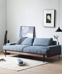 小半家具北欧布艺沙发黑胡桃木实木客厅三人位ins风小户型可拆洗 chaise lounge furniture chaise