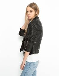Bershka Quilted Detail Imitation Leather Jacket Woman Bershka Egypt Leather Jacket Jackets Leather Jackets Women