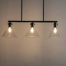 Those facing up provide ambient light. Hanging Chandelier With Triple Glass Cone Novara