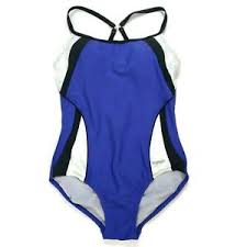 details about speedo one piece swimsuit size 3 4 purple black white performance racerback