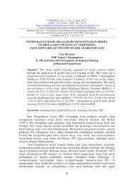 Check spelling or type a new query. Pdf Peningkatan Hasil Belajar Ips Menggunakan Model Pembelajaran Penemuan Terbimbing Pada Siswa Kelas Viii Smp Negeri 1 Karangploso