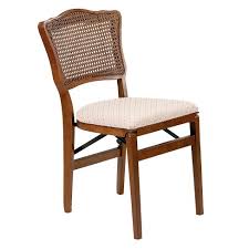 2pc French Cane Folding Chairs Fruitwood Stakmore Target