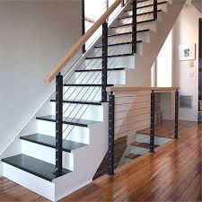 Modern horizontal hollow round tubing for a contemporary stair railing. Prima Modern Stair Railing Design For Steps Matte Black Cable Railing Buy Cable Railing Stair Railing Railing Balcony Baluster Steel Gold Railing Product On Alibaba Com