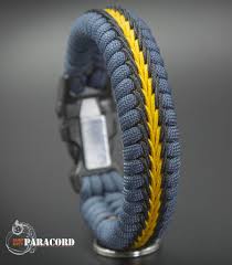 Wide Stitched Fishtail Paracord Survival Bracelet With Wazoo Firestorm Buckle Slate Goldenrod