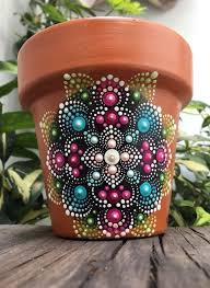 Puntillismo Painted Flower Pots Flower Pot Crafts Dot Art Painting