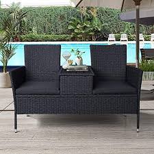 It's also incredibly durable and easy to care for. Hommoo Rattan Patio Furniture Outdoor Wicker Conversation Set 2 Person Chat Set Modern Sofas Chair With Re Rattan Patio Furniture Outdoor Loveseat Rattan Patio