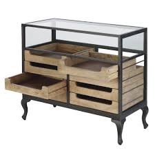 Banco A Vetri Per Negozio In Legno Massello Di Mango E Metallo Nero Memory Pro Maisons Du Monde Negozi In Legno Legno Arredamento