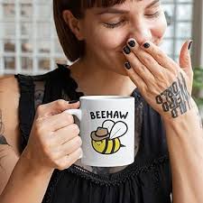 LookHUMAN Beehaw Cowboy Bee White 11 Ounce Ceramic Coffee Mug :  Amazon.com.au: Kitchen & Dining