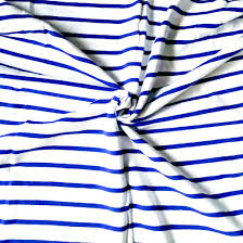 Jersey cotton fabric is made using either a flat weft or a circular knitting machine. Fabric By The Yard Cotton Spandex Blue And White Stripes Single Jersey Knit Fabric Yarn Dyed 4 Ways Stretch For T Shirt Buy Online In Aruba At Aruba Desertcart Com Productid 205730020
