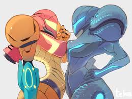 samus aran and dark samus (super smash bros. and 2 more) drawn by teke |  Danbooru