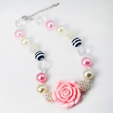 Wholesale Rose Flower Pendant Chunky Bubblegum Necklace Chunky Bubblegum Necklace For Little Ch Chunky Bead Necklaces Bubblegum Necklace Valentines Necklace