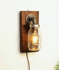 Rustic Wall Light With Mason Jar Id Lights Rustic Wall Lighting Rustic Lamps Bedside Lamps Rustic