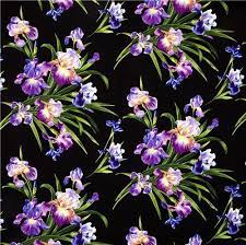 Michael Miller Fabric With Big Iris Flower Michael Miller Fabric Michael Miller Fabric Retro Iris Flowers