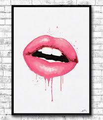 Pink Lips Watercolor Print Kiss Print Fashion Poster Badroom Art Pink Lips Poster Abstract Lips Art Lipstick Chic Make Pink Lips Art Lips Painting Make Up Art