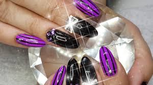 Acrylic Nails Purple Black With A Hint Of Silver Nail Design Youtube Some are created with nail paint only, others have rhinestones and/ or glitter. acrylic nails purple black with a hint of silver nail design