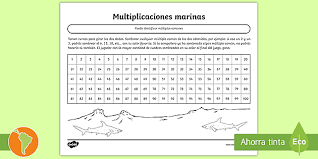 Aquí pueden ver un ejemplo de como yo dibujo:. Hoja De Actividad Multiplicaciones Marinas Teacher Made