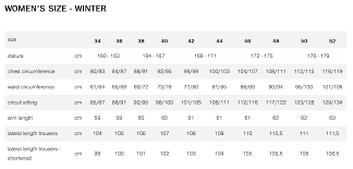 Kilpi Sizechart Skisport Dk