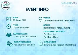 Launched in october 2010, this hospital caters to the medical needs of communities in bukit rimau, kota kemuning, klang, shah alam and subang jaya. Columbia Asia Run Ride 2019 Terbike Com